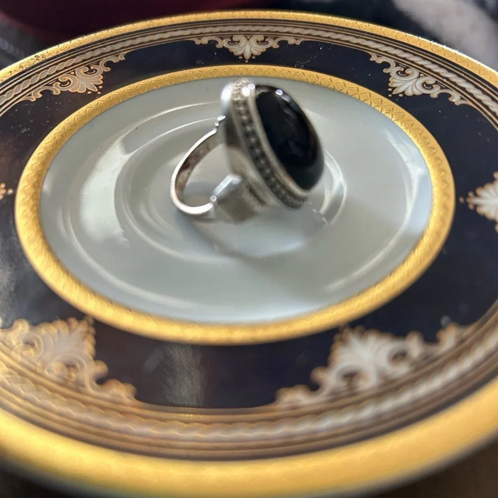 Vintage Black Onyx 925 Ring
